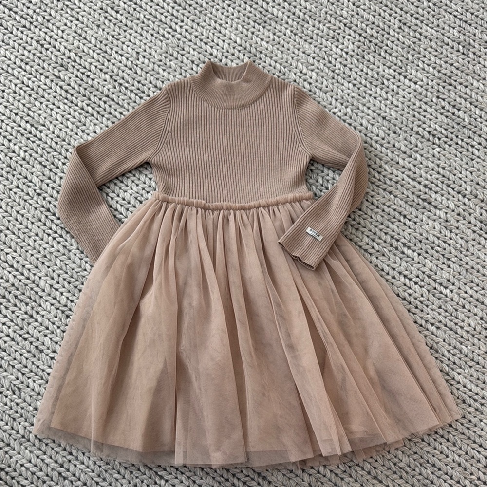 Elegant Tan Kids Dress by Donsje